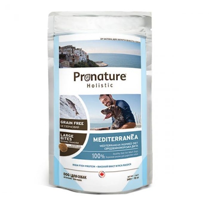 Pronature Holistic Dog Mediterranea Large Bites для середніх та великих порід з лососем і томатами 0,34 кг