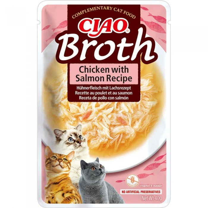 INABA CIAO Broth влажный корм для котов курица и лосось в бульоне 40 г