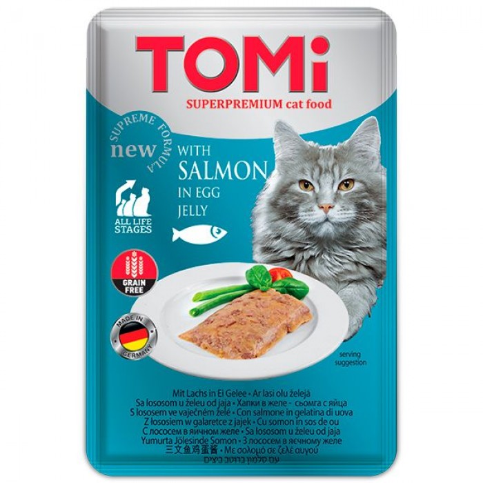 TOMI SALMON IN EGG JELLY влажный корм для котов с лососем в яичном желе 100г*20шт