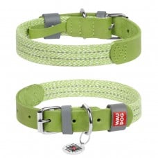 Collar WAUDOG Classic нашийник для собак зі шкіри та бавовни (салатовий) S