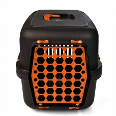 AGILITY Plast пластиковая переноска для кошек и собак до 12 кг (черно-оранжевая) 39х55х36,5 см