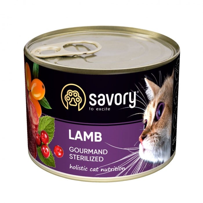 Savory Cat Can Adult Sterilised ягненок 200g