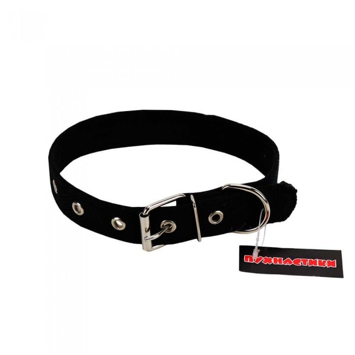 Пухнастики брезентовый ошейник для собак 25 мм, 49 см (черный) L