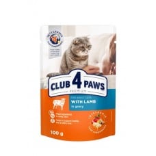 Club 4 Paws Premium влажный корм для кошек с ягненком в соусе 100г*24шт