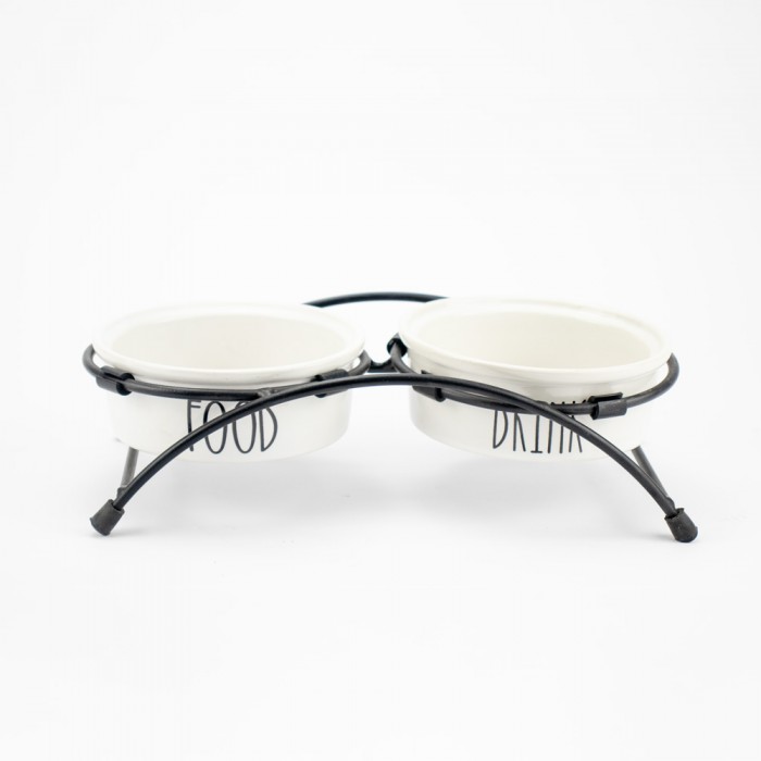 AGILITY двойная керамическая миска на подставке из нержавеющей стали для собак 12 см