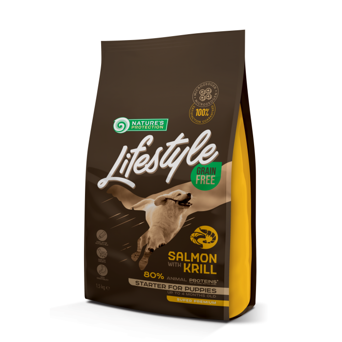Nature's Protection Lifestyle Grain Free Salmon with krill Starter For Puppies для щенков с лососем 1,5 кг