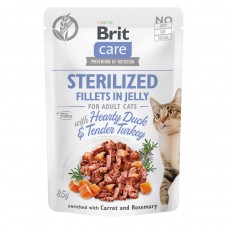 Brit Care Cat pouch филе с уткой и индейкой в желе для стерилизованных кошек 85g
