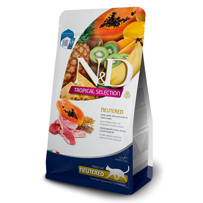 Farmina N&D Tropical Selection Cat Adult Neutered Lamb, Spelt, Oats & Fruits для стерилізованих котів з ягням, спельтою, вівсом і фруктами 0,3 кг
