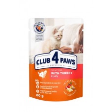 Club 4 Paws Premium влажный корм для котят с индейкой в желе 80г*24шт