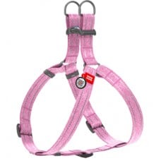 Collar WAUDOG Re-cotton светоотражающая шлея с QR паспортом для собак (розовая) M