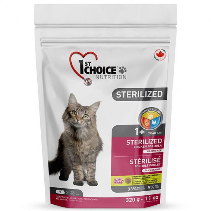 1st Choice Sterilized Chicken сухий корм для стерилізованих котів 0,32 кг