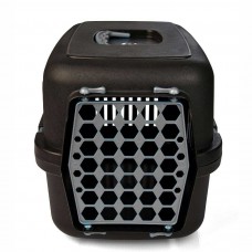 AGILITY Plast пластиковая переноска для кошек и собак до 12 кг (черно-серый) 39х55х36,5 см