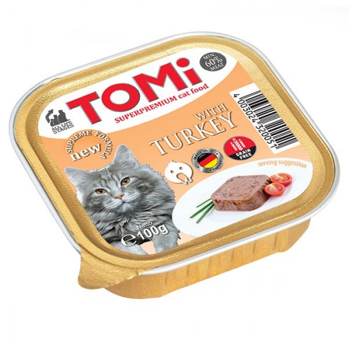 TOMI TURKEY паштет для котов с индейкой 100г*32шт