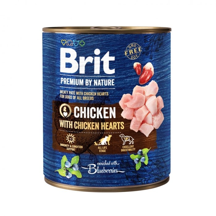 Brit Premium by Nature с курицей и куриными сердечками для собак 800 г