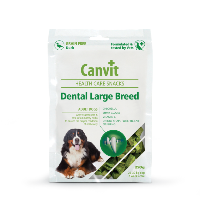 Canvit Dental Large Breed напіввологі ласощі з качкою для догляду за зубами собак 250 г