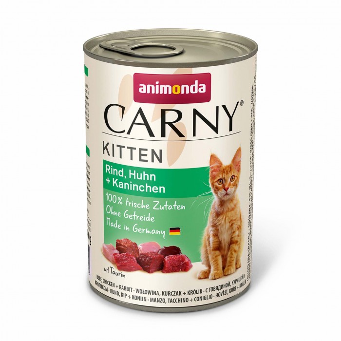 Animonda Carny Kitten Beef, Chicken + Rabbit влажный корм с говядиной, курицей и кроликом для котят 400 г