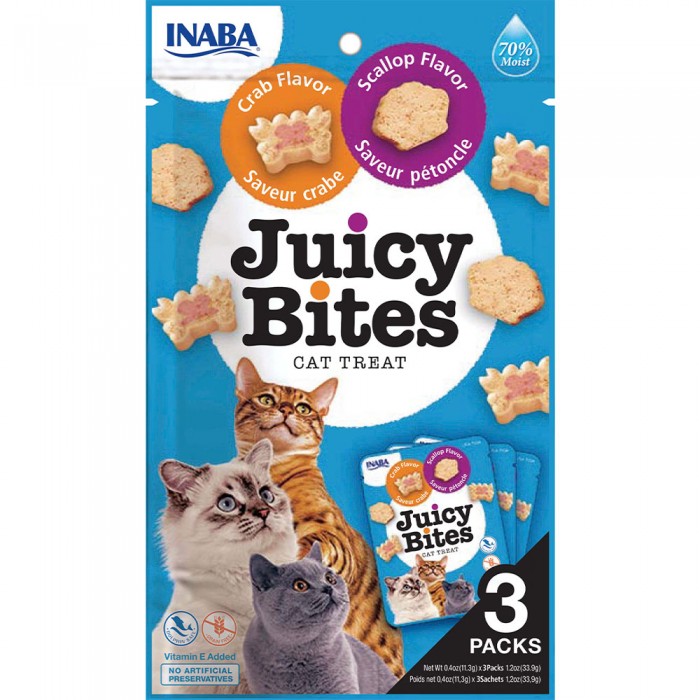 INABA Juicy Bites снеки для кошек со вкусом гребешка и краба 3 шт*11,3 г
