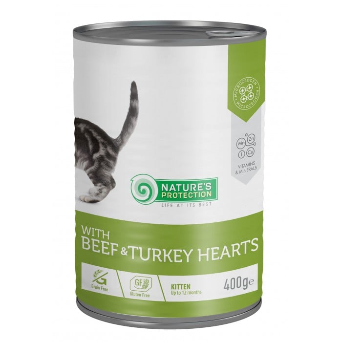 Nature's Protection Kitten with Beef & Turkey hearts с говядиной и сердцем индейки для котят 400 г*6шт.