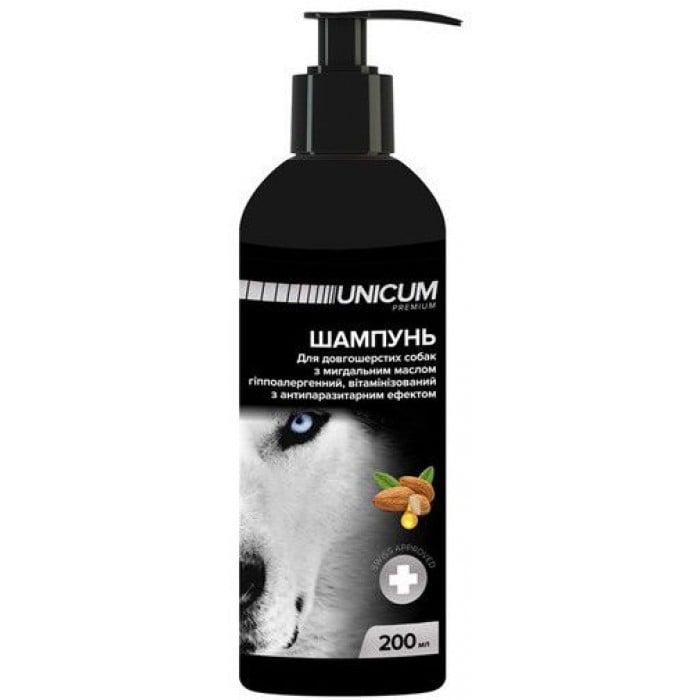 Unicum шампунь для длинношерстных собак с миндальным маслом 200 мл.