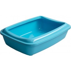 AnimAll туалет для кошек с бортиками и лопаткой (голубой)