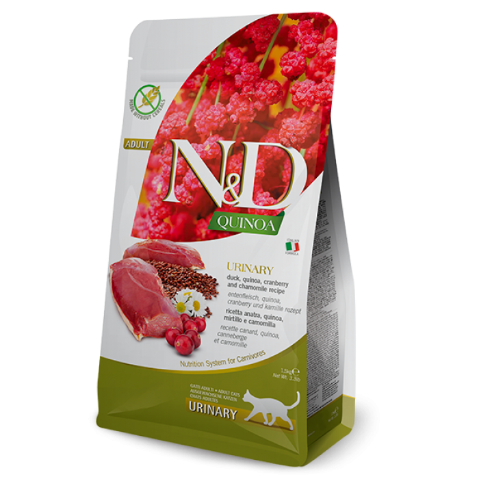 Farmina N&D Quinoa Cat Adult Urinary Duck & Cranberry для профілактики сечокам'яної хвороби з качкою, кіноа, журавлиною та ромашкою 0,3 кг