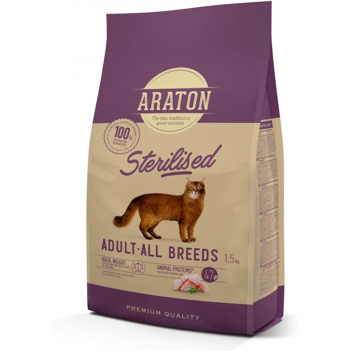 Araton Sterilised Adult All Breeds сухой корм для стерилизованных котов 1,5кг