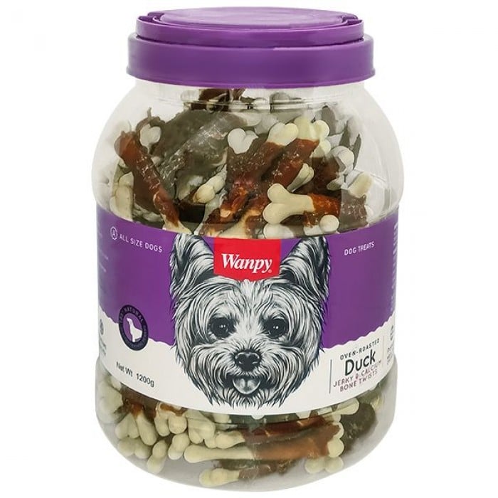 Wanpy Duck Jerky & Calcium Bone Twists лакомство для собак с уткой и кальцием 1,2 кг