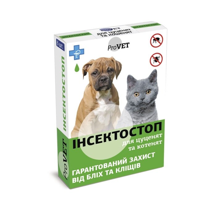 ProVET Инсектостоп противопаразитарные капли для котят и щенков (6 пипеток по 0,5 мл)