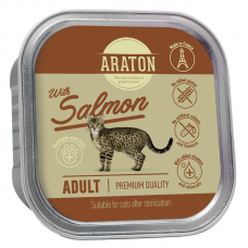 Araton Adult cat with salmon влажный корм для взрослых стерилизованных котов с лососем 85г