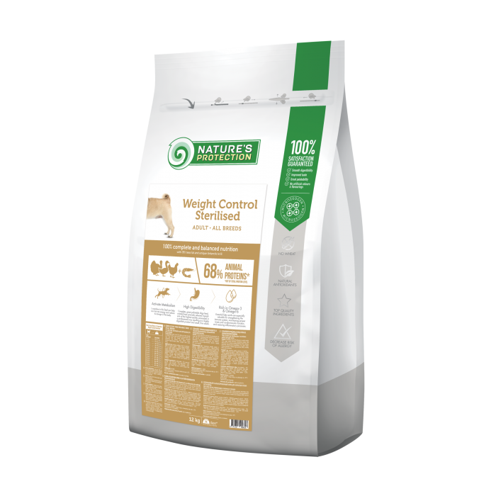 Nature's Protection Weight Control Sterilised Adult All Breeds для стерилизованных собак 12 кг