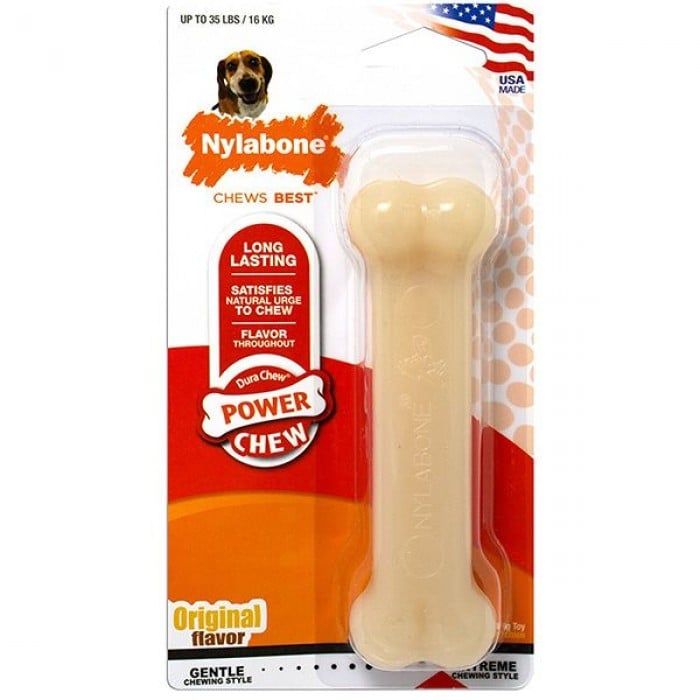 Nylabone Dura Chew Wolf игрушка кость для собак средних пород с мясным ароматом 13,9см