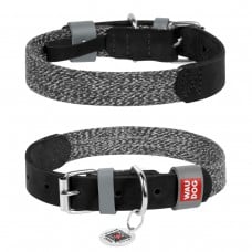 Collar WAUDOG Classic ошейник для собак из кожи и хлопка (черный) S