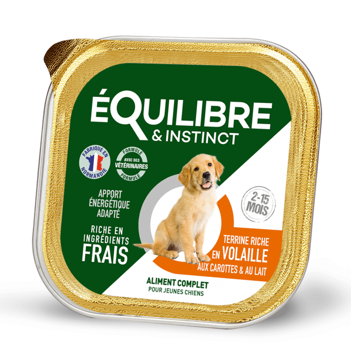 Equilibre & Instinct паштет для щенков с мясом птицы, морковью и молоком 150г*11шт