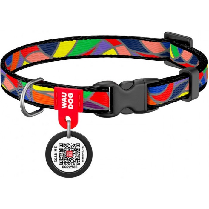 Collar WAUDOG Nylon нашийник "Вітраж" з QR паспортом та пластиковою фурнітурою для котів XS