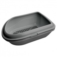 AnimAll туалет с высокими бортиками и сеткой для кошек (серый)