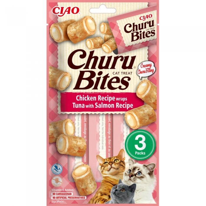 INABA Churu Bites для кошек подушечки с курицей, тунцом и лососем 3 шт*10 г