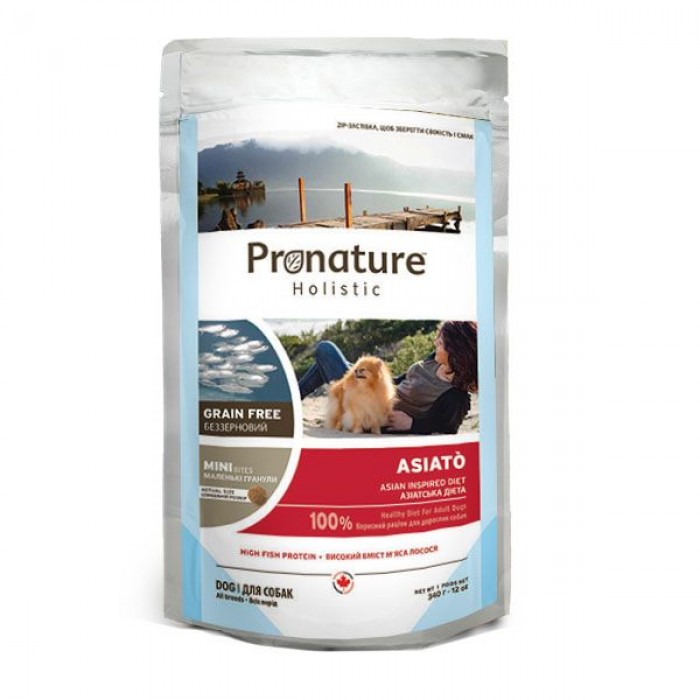 Pronature Holistic Dog Asiato Small Bites сухий корм для собак малих порід з рибою сиг та папайєю 0,34 кг
