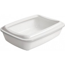 AnimAll туалет для кошек с бортиками и лопаткой (белый)