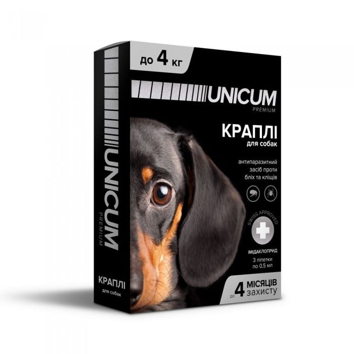 Unicum PREMIUM краплі від бліх та кліщів для собак 0-4 кг.