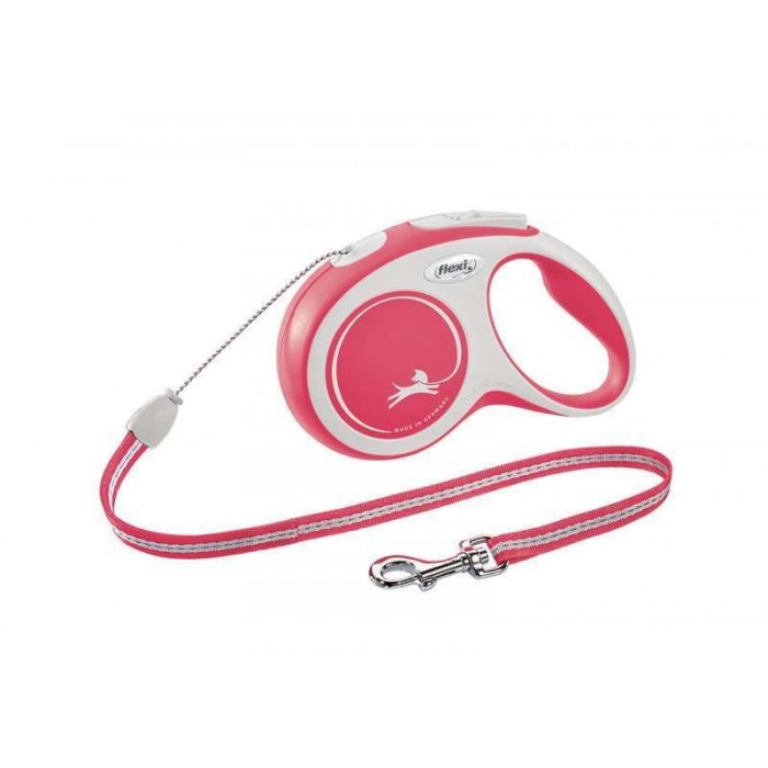 Flexi New Comfort поводок-рулетка (трос) для собак маленьких пород красного цвета размер S: 8 м/12 кг