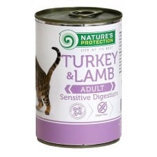 Nature's Protection Sensitive Digestion Turkey & Lamb влажный корм с индейкой и ягненком для кошек 400 г*6шт.