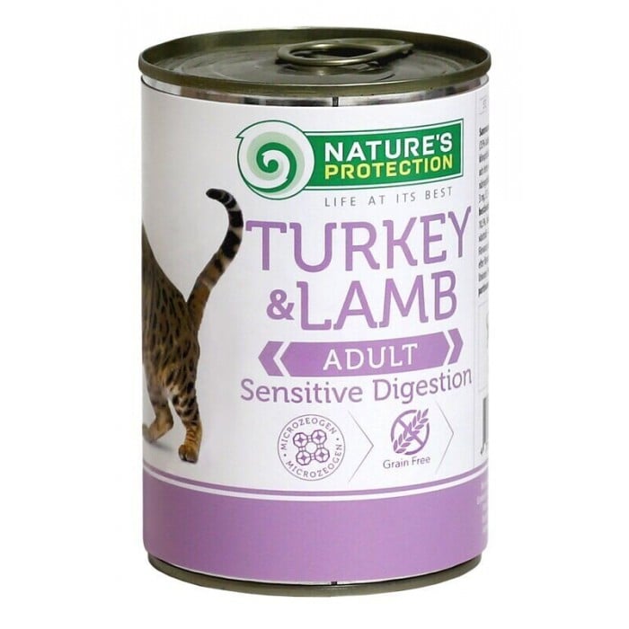 Nature's Protection Sensitive Digestion Turkey & Lamb вологий корм з індичкою та ягням для кішок 400 г*6шт.