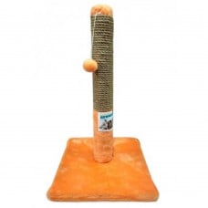 Пухнастики когтеточка для котов столбик на подставке (джут) рыжая 30×55 см