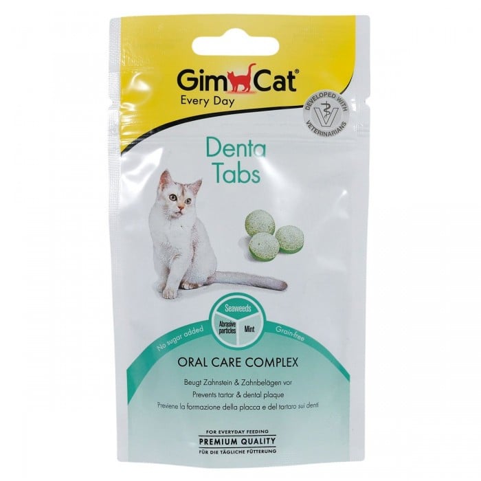 GimCat Denta-Tabs - лакомства для здоровья зубов кошек, 40 г