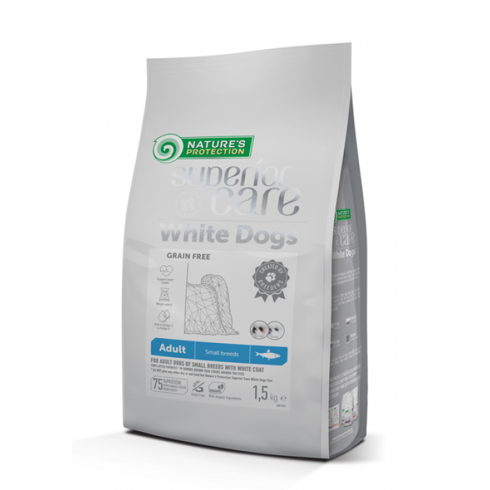 Nature's Protection Superior Care White Dogs Grain Free with Herring Adult Small Breeds з білою шерстю 1,5 кг