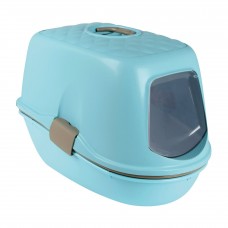 Trixie Berto Top закрытый туалет для котов с рамкой и сеткой голубой/гранит 39х42х59 см
