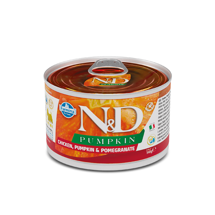 Farmina N&D Grain Free Pumpkin Chicken Adult Mini для собак мелких пород с тыквой, курицей и гранатом 140 г