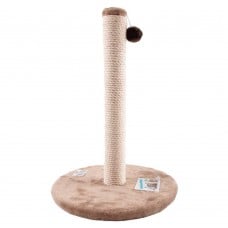 Пухнастики когтеточка для котов столбик на круглой подставке (хлопковая лента) бежевая 50×38 см