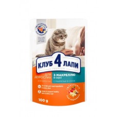 Club 4 Paws Premium влажный корм для кошек с макрелью в соусе 100г*24шт