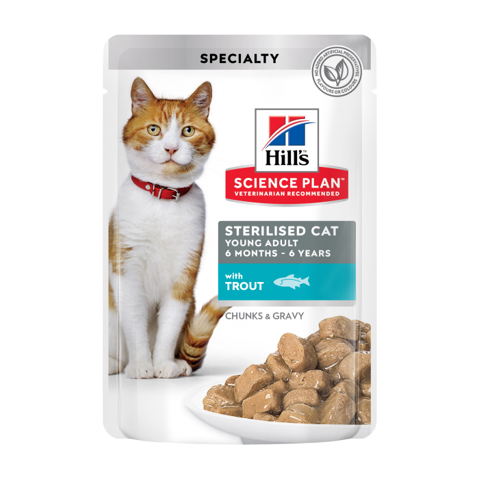 Hill's Science Plan Young Adult Sterilised влажный корм для стерилизованных кошек с форелью 85 г*12 шт